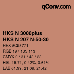 Color code: HKS N 3000plus - HKS N 207 N-50-30 | qconv.com
