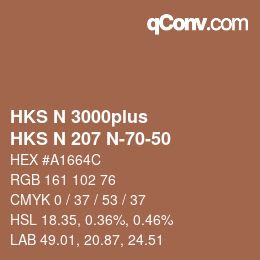 Color code: HKS N 3000plus - HKS N 207 N-70-50 | qconv.com