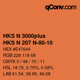 Color code: HKS N 3000plus - HKS N 207 N-80-10 | qconv.com