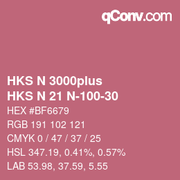 Color code: HKS N 3000plus - HKS N 21 N-100-30 | qconv.com