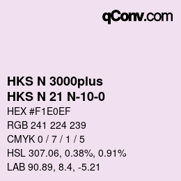 Color code: HKS N 3000plus - HKS N 21 N-10-0 | qconv.com