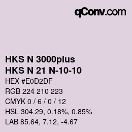 Código de color: HKS N 3000plus - HKS N 21 N-10-10 | qconv.com