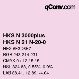 Color code: HKS N 3000plus - HKS N 21 N-20-0 | qconv.com
