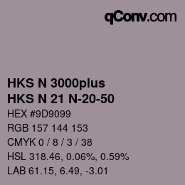 Color code: HKS N 3000plus - HKS N 21 N-20-50 | qconv.com