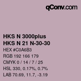 Color code: HKS N 3000plus - HKS N 21 N-30-30 | qconv.com