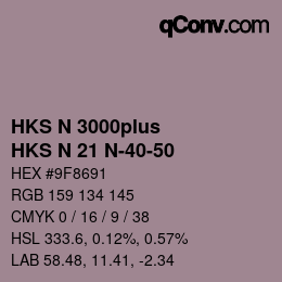 Color code: HKS N 3000plus - HKS N 21 N-40-50 | qconv.com