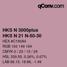 Color code: HKS N 3000plus - HKS N 21 N-50-30 | qconv.com