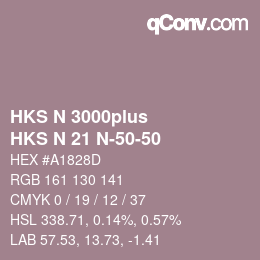 Color code: HKS N 3000plus - HKS N 21 N-50-50 | qconv.com