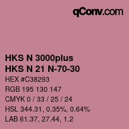 Color code: HKS N 3000plus - HKS N 21 N-70-30 | qconv.com