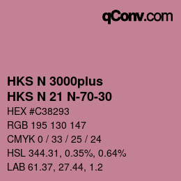 颜色代码: HKS N 3000plus - HKS N 21 N-70-30 | qconv.com