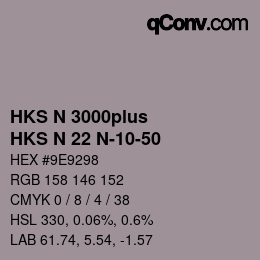 Color code: HKS N 3000plus - HKS N 22 N-10-50 | qconv.com