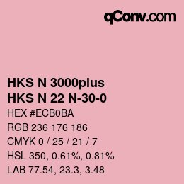 Color code: HKS N 3000plus - HKS N 22 N-30-0 | qconv.com