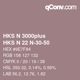 Color code: HKS N 3000plus - HKS N 22 N-30-50 | qconv.com