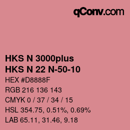 Color code: HKS N 3000plus - HKS N 22 N-50-10 | qconv.com