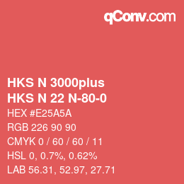 Code couleur: HKS N 3000plus - HKS N 22 N-80-0 | qconv.com