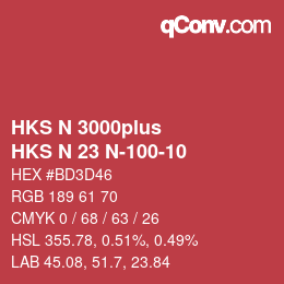 Code couleur: HKS N 3000plus - HKS N 23 N-100-10 | qconv.com