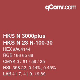 Farbcode: HKS N 3000plus - HKS N 23 N-100-30 | qconv.com