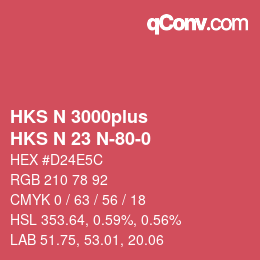 Color code: HKS N 3000plus - HKS N 23 N-80-0 | qconv.com