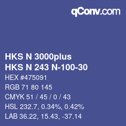 Farbcode: HKS N 3000plus - HKS N 243 N-100-30 | qconv.com
