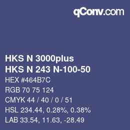 Color code: HKS N 3000plus - HKS N 243 N-100-50 | qconv.com