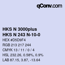 Color code: HKS N 3000plus - HKS N 243 N-10-0 | qconv.com