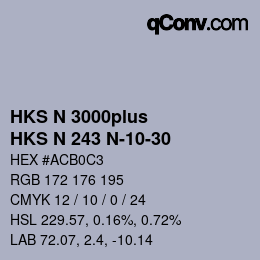 Farbcode: HKS N 3000plus - HKS N 243 N-10-30 | qconv.com