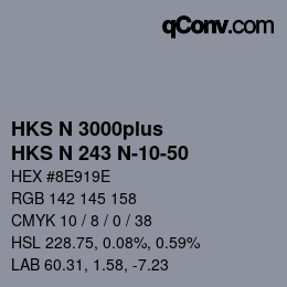 Color code: HKS N 3000plus - HKS N 243 N-10-50 | qconv.com