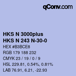 Color code: HKS N 3000plus - HKS N 243 N-30-0 | qconv.com