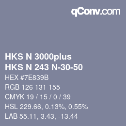 Color code: HKS N 3000plus - HKS N 243 N-30-50 | qconv.com