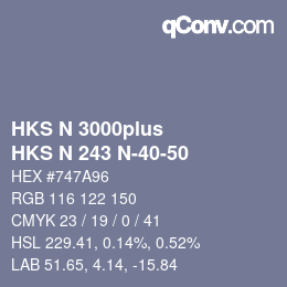 Code couleur: HKS N 3000plus - HKS N 243 N-40-50 | qconv.com