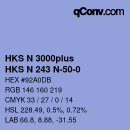Color code: HKS N 3000plus - HKS N 243 N-50-0 | qconv.com
