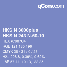 Color code: HKS N 3000plus - HKS N 243 N-60-10 | qconv.com