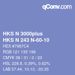 Código de color: HKS N 3000plus - HKS N 243 N-60-10 | qconv.com