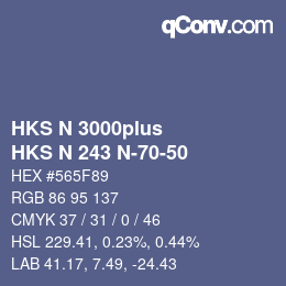 Color code: HKS N 3000plus - HKS N 243 N-70-50 | qconv.com