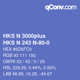 Color code: HKS N 3000plus - HKS N 243 N-80-0 | qconv.com