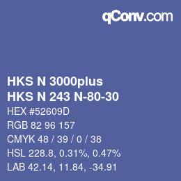颜色代码: HKS N 3000plus - HKS N 243 N-80-30 | qconv.com