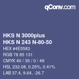 Código de color: HKS N 3000plus - HKS N 243 N-80-50 | qconv.com