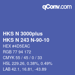 Color code: HKS N 3000plus - HKS N 243 N-90-10 | qconv.com