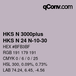 Color code: HKS N 3000plus - HKS N 24 N-10-30 | qconv.com