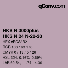 Color code: HKS N 3000plus - HKS N 24 N-20-30 | qconv.com