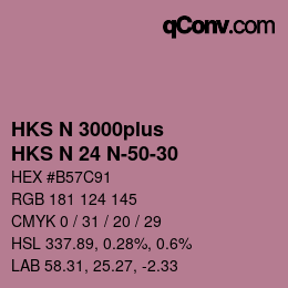 Color code: HKS N 3000plus - HKS N 24 N-50-30 | qconv.com