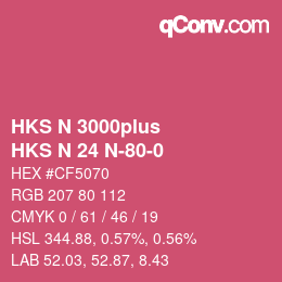 Color code: HKS N 3000plus - HKS N 24 N-80-0 | qconv.com