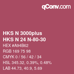 Color code: HKS N 3000plus - HKS N 24 N-80-30 | qconv.com