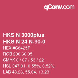 Color code: HKS N 3000plus - HKS N 24 N-90-0 | qconv.com