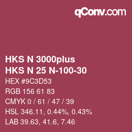 Color code: HKS N 3000plus - HKS N 25 N-100-30 | qconv.com