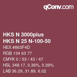 Código de color: HKS N 3000plus - HKS N 25 N-100-50 | qconv.com