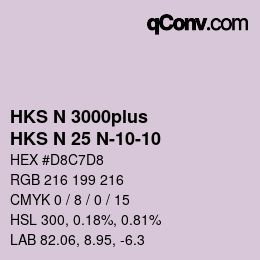 Color code: HKS N 3000plus - HKS N 25 N-10-10 | qconv.com