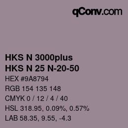 Code couleur: HKS N 3000plus - HKS N 25 N-20-50 | qconv.com