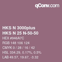 Color code: HKS N 3000plus - HKS N 25 N-50-50 | qconv.com