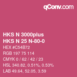 Color code: HKS N 3000plus - HKS N 25 N-80-0 | qconv.com